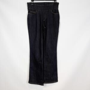 Denim & Co Smooth Waist 5-Pocket Bootcut Jeans Sz 4 Dark Indigo Blue Black NWOT